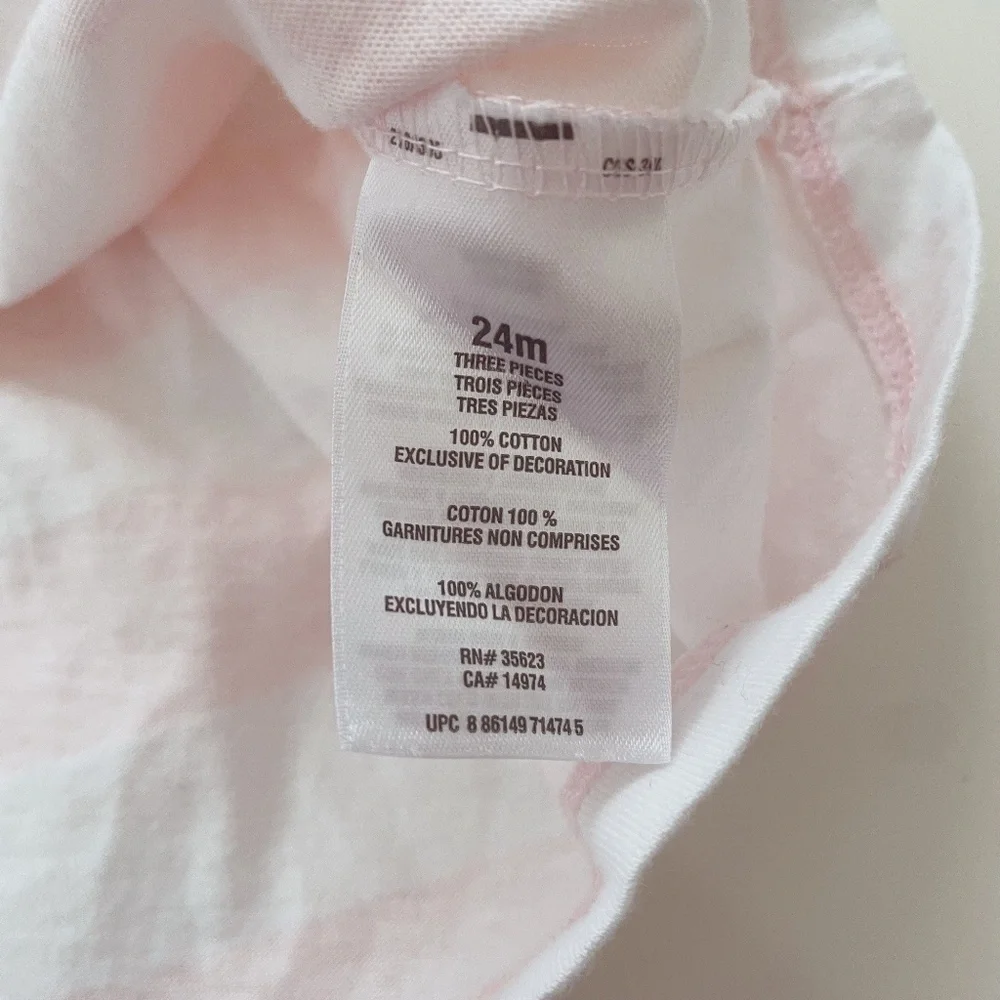 Carter's Baby Girl Pink White Striped Ruffle Sleeve Preppy Dress Size 24 Months